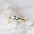 Europe Romantic Ocean Blue Topaz Engagement Rings Sikver Gold Inlaid Zircon Heart Rings for Women Birthday Gift