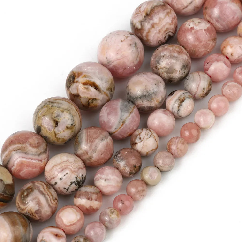 Wholesale Natural round Grade AA Argentina Rhodochrosite Gemstone Beads Loose Stone Beads for Jewelry Making DIY Handmade Crafts