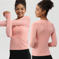 SHINBENE Classic Women's Long Sleeve Shirts Running Seamless Crop Tops Yoga T-shirts