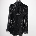 2024 Spring Summer Women's Business Suit Long Sleeve Sequin Outer Dress with Tassel European American Fashion Jacket Top
