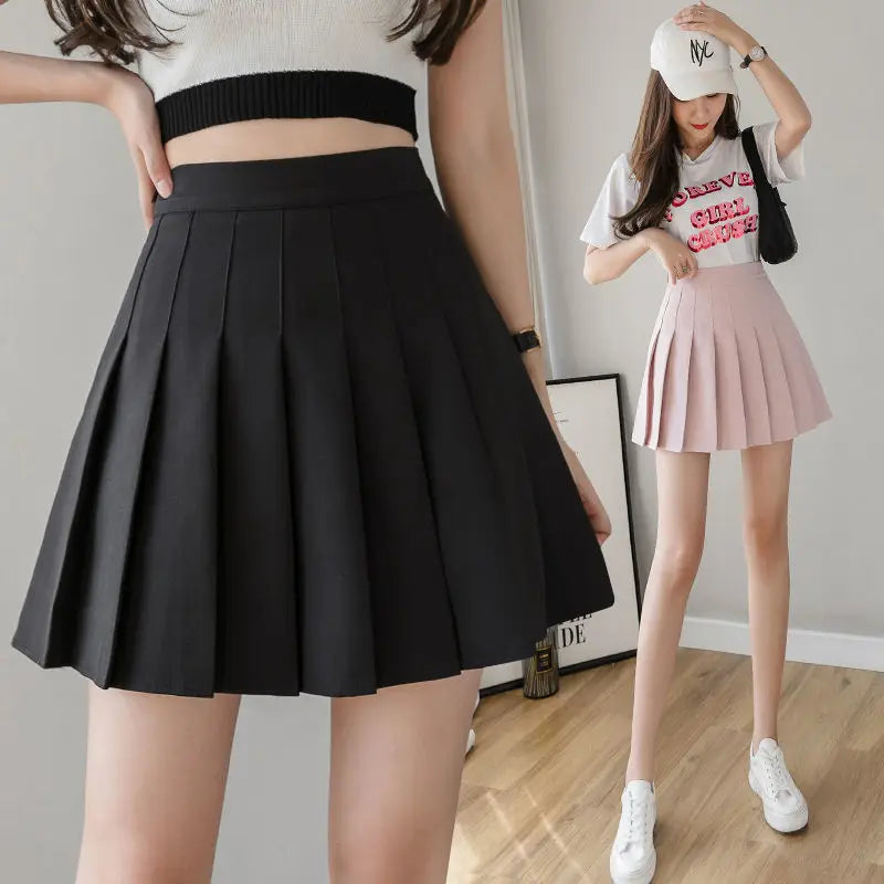 Brown Skirt Ladies 2025 Summer Clothes Women's High Waist Harajuku Korean Style Black Mini Pleated Skirt for School Girl Uniform
