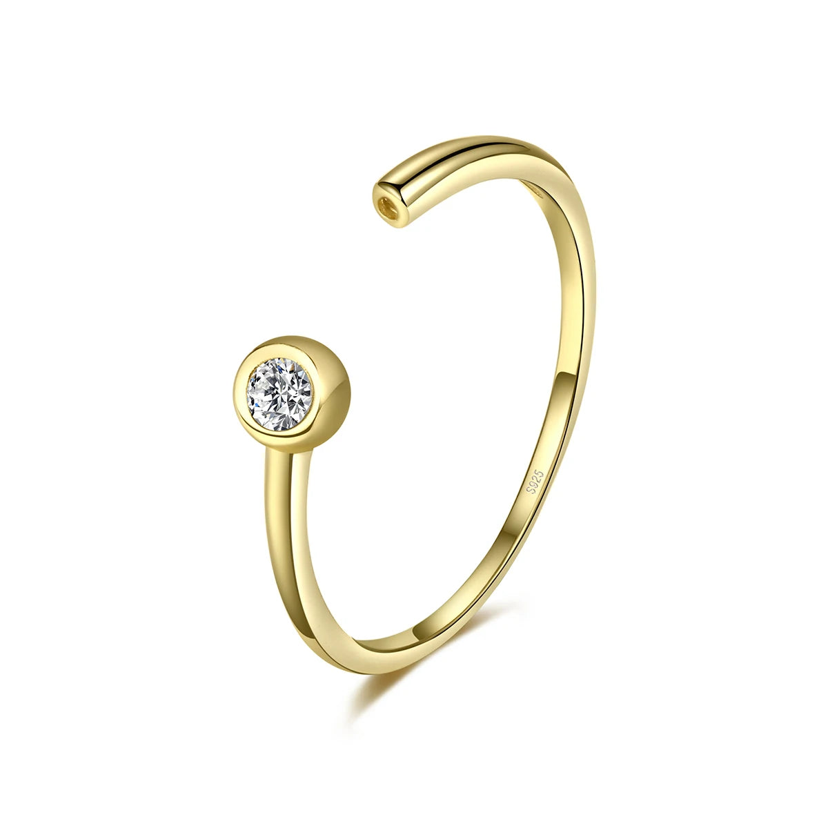 Fashion Women Custom Silver Eternity Adjustable Diamond Open Rings 14K Gold Plated Jewelry Factory Wholesale