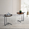 Modern Round Sintered Stone Side Table for Bedroom or Living Room Saddle Leather Metal Legs for Home or Hospital Furniture