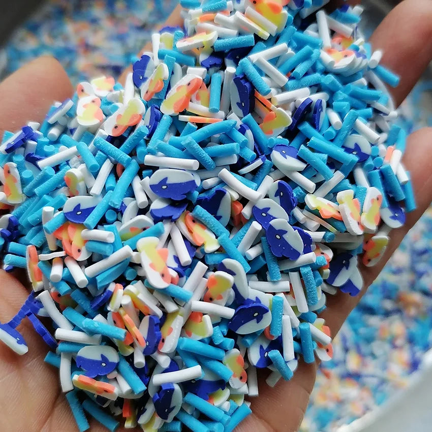1000g Wholesale DIY Slime Supplies Polymer Sprinkles Slices Sea Animal Shark Gold Fish Mix Polymer Clay Sprinkles