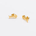 Stainless Steel Bijou Gold Plated Fish Bone Earrings Wholesale Customized Stud Earrings Acero Inoxid 18K