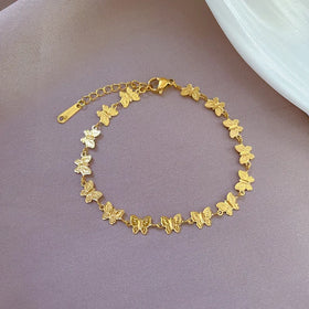 Wholesale 18K Gold Plated Butterfly Charm Bracelets Gift 316L Stainless Steel Butterfly Bracelet Vintage Jewelry