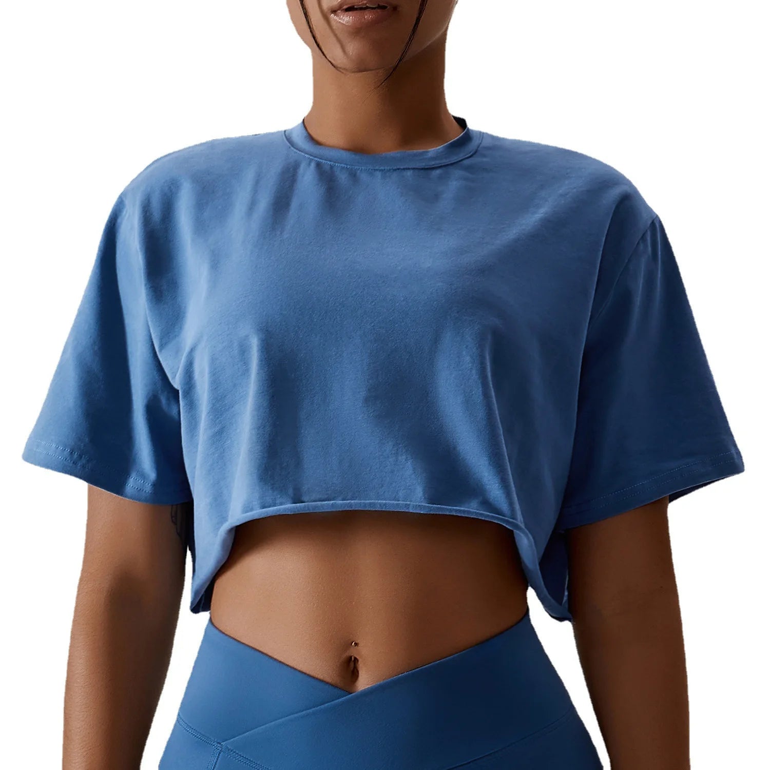 Custom logo Outdoor Running Crop Short Sleeves Women's Cotton Yoga Casual Top Loose Fitting Sports T-Shirt for Women