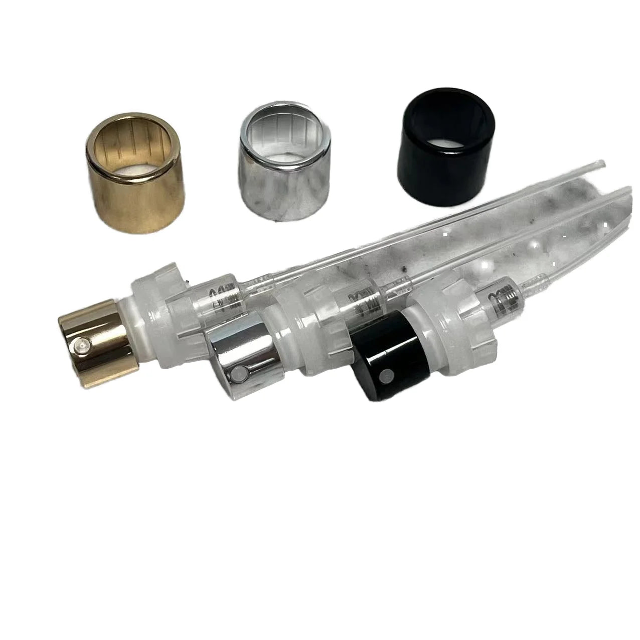 FEA15mm Non-Spill Perfume Mist Sprayer Pump Ribbed Closure Aluminium-Plastic Screw Cap Bottles (UV Printing Custom Logo