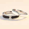 BASQUESUN Factory  Bonds Couples Interweaving Cross Fashion Versatile Black and White Dropped Adhesive Open Creative Ring