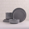 Porcelain Ceramci Matte Gray Modern Party Bowl Plates Serve Sets of 4  Charger Plate Tableware Dinnerware Set