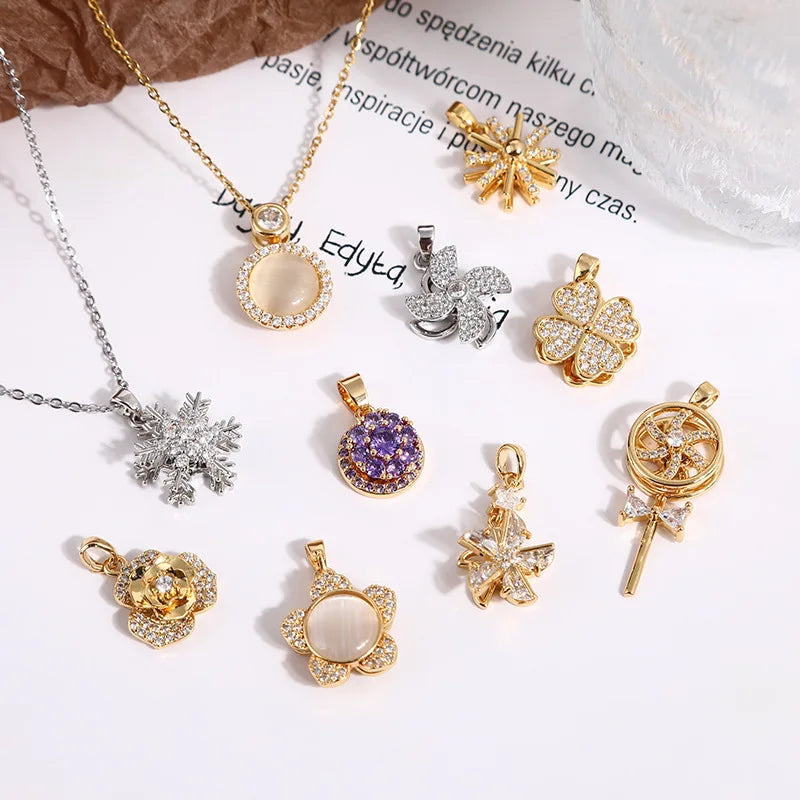 G1393 Fashion Jewelry Necklaces Fidget Spinner Rotating Four-Leaf Clover Windmill Sunflower Snowflake Spinning Pendant Necklace
