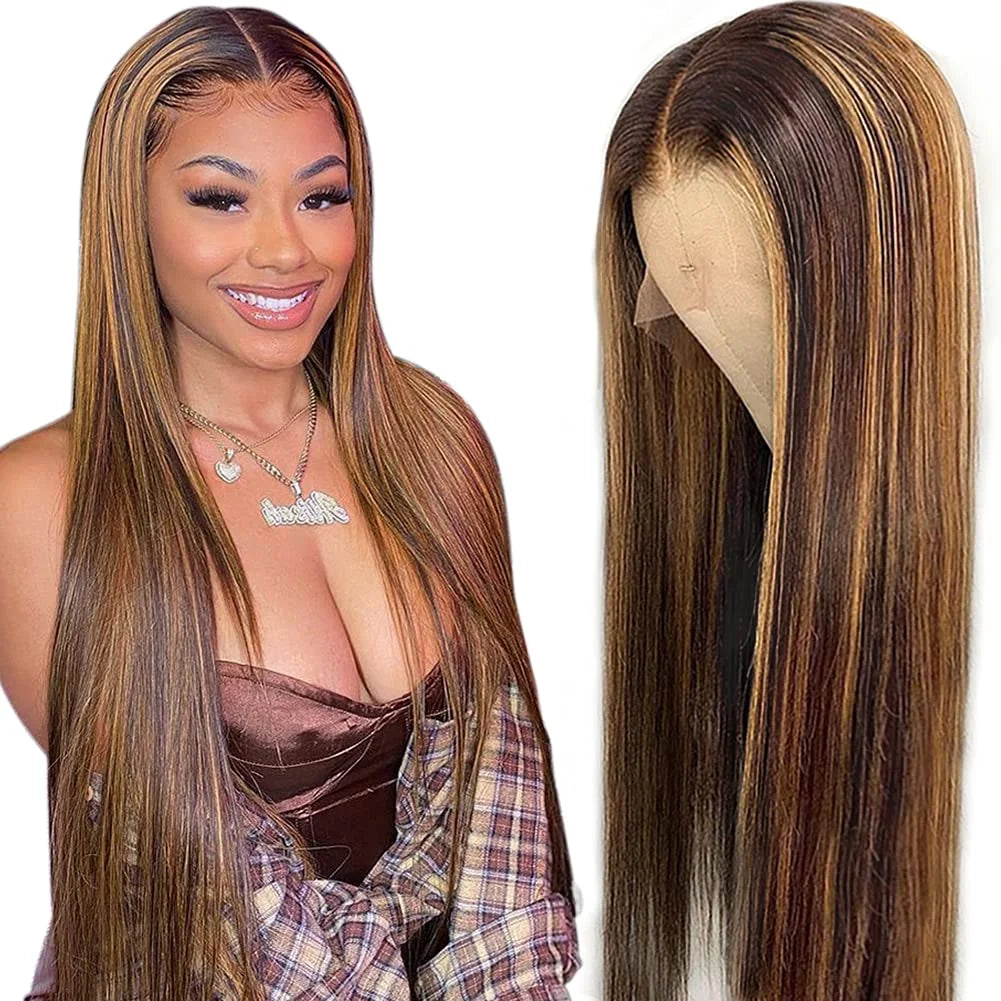 Highlight Lace Front Wigs Human Hair Pre Plucked Piano Color Wholesale Vendors Mink Brazilian Virgin Hair Wigs for Black Women