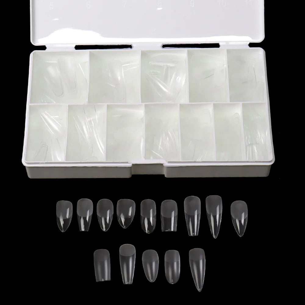 600pcs/Box Soft Nail Gel Medium Square Shape Half / Full Matte Inside Free Polish False Nail Sculpted Tips