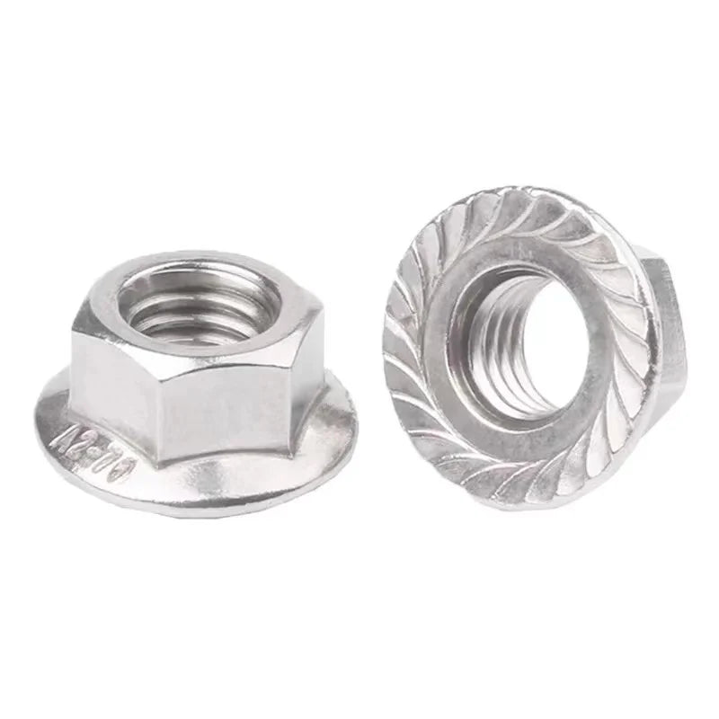 Factory Metal Stainless Steel 304 316 Metric Thread Hex Hexagon Flange Lock Nut DIN6923