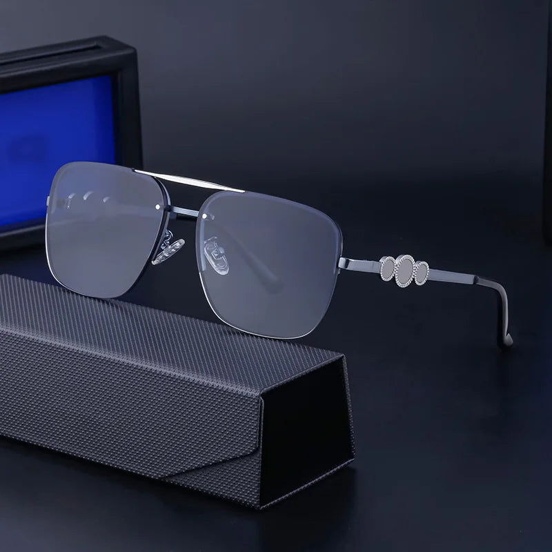 DOISYER Fashion Designer Famous Brand Diamond Cut Oversized Square Big Half Frame UV400 Shades Sun Glasses Sunglasses for Men