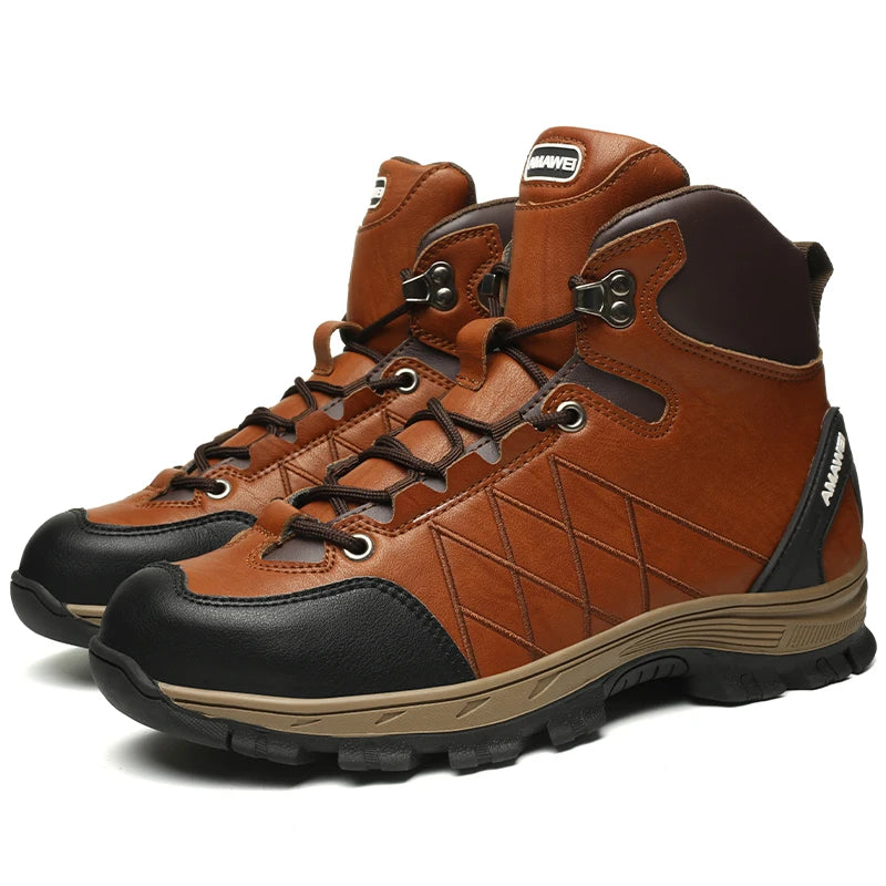 Genuine Leather Steel Toe Safety Work Shoes Boots for Men S3 SRC Zapatos De Seguridad