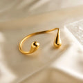 BASQUESUN Factory  Hot Selling Non Fading Stainless Steel Fashionable 18k Gold Asymmetrical Droplet Shaped Open Bracelet