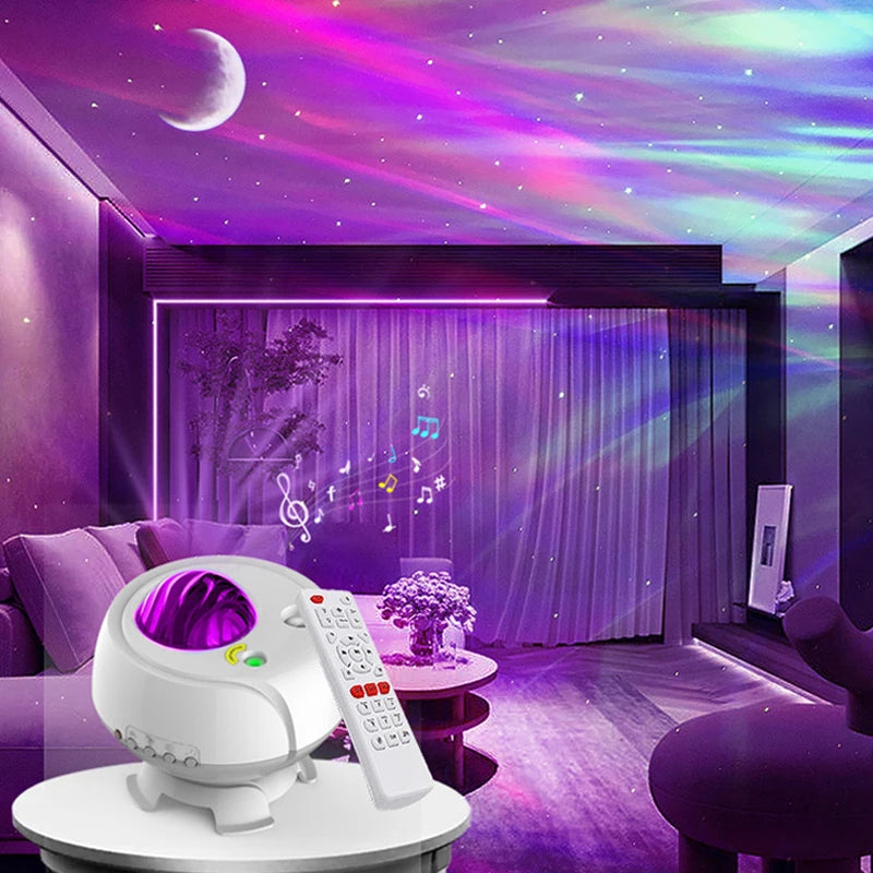 Dream Moon Aurora Borealis Starlight Projector BT Speaker Audio Laser All Star Atmosphere Stage Projection Music LED Light