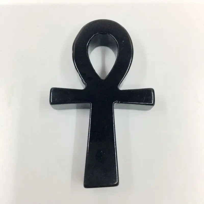 Wholesale Natural Obsidian Ankh Cross Pendant Egyptian Key of Life Pendant&Necklace Jewelry Gift MegaBDM