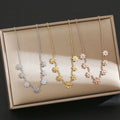 Women Jewelry 18k Gold Plated 7 Flower Shape Necklace Stainless Steel Daisy Flower Necklace