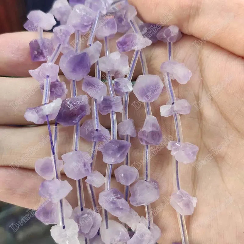 Hot Sell Natural Raw Top Drilled Amethyst Cluster Point Loose Bead for Pendant Jewelry Making 10mm 15mm 18mm 20mm