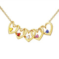 QiuHan Custom Names Heart Shape Pendant Necklace With Birthstone Names Charms Necklace
