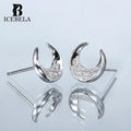 Fine Jewelry Designer Earrings Cold Cool Minimalist Korean 925 Sterling Silver Moon Shape Stud Earring for Girls