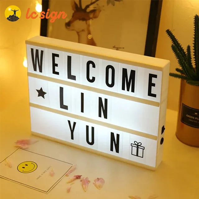 LED Light Box Letters Vintage Retro Cinematic (Large A4 Size) Movie Light Box