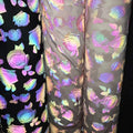 Custom New Fashion Breathable 4 Ways Stretch Spandex Flower Pattern Design Printed rainbow Reflective Fabric for Women Dresses