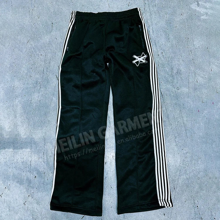 Custom Streetwear French Terry 100% Cotton Trouser Wide Leg Stripe Heavyweight Pants Custom Baggy Sweatpants Men