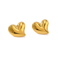 Wholesales Bulk Trendy Simple 18K Gold Plated Stainless Steel Waterproof Smooth Heart Stud Earrings