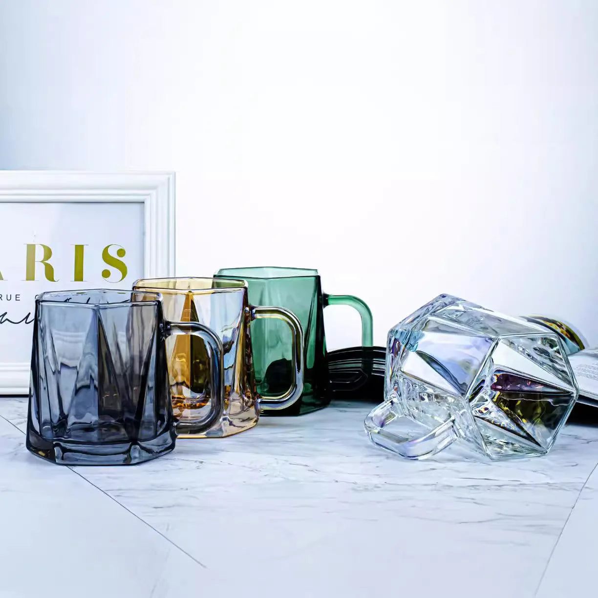 Hxglass Luxury Glass Cup Modern Design Premium Guest & Tea Cups with Handle for Parties Wholesale Price