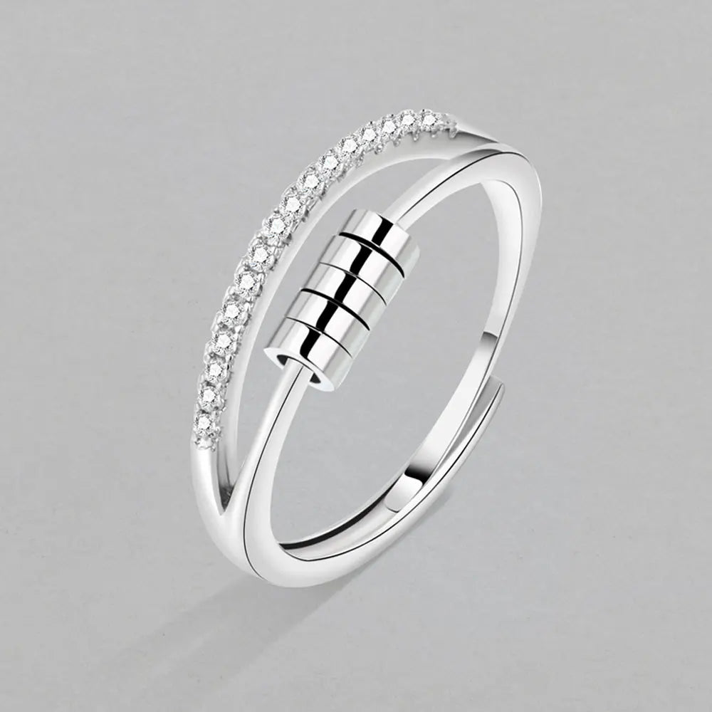 Minimalist Anxiety Ring for Girls Rotate Fidget Rings Men Anti-stress Stainless Steel Spiral Beads Ring Jewlery Gift