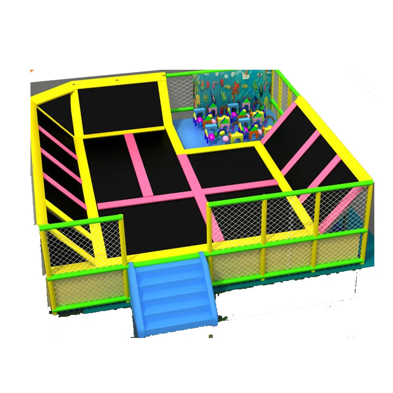 Customized Children's Commercial Indoor Soft Playground with Trampoline Interactive Big Slides Ball Pool for Trampoline Park