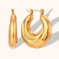 Dingran 2023 New Trendy Ocean Swirl Hollow Out Stainless Steel Gold Plated Waterproof Hoop Earrings