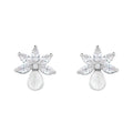New Arrival CZ and Shell Pearl Leaf Drop Earrings Fashionable Crystal Jewelry for Brides or Bridesmaids