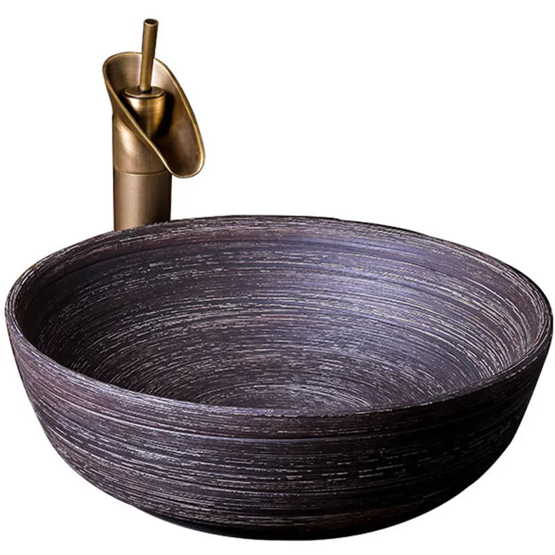 China Ceramic Bathroom Vessel Sink Counter top Ceramic Round Bathroom Washbasin