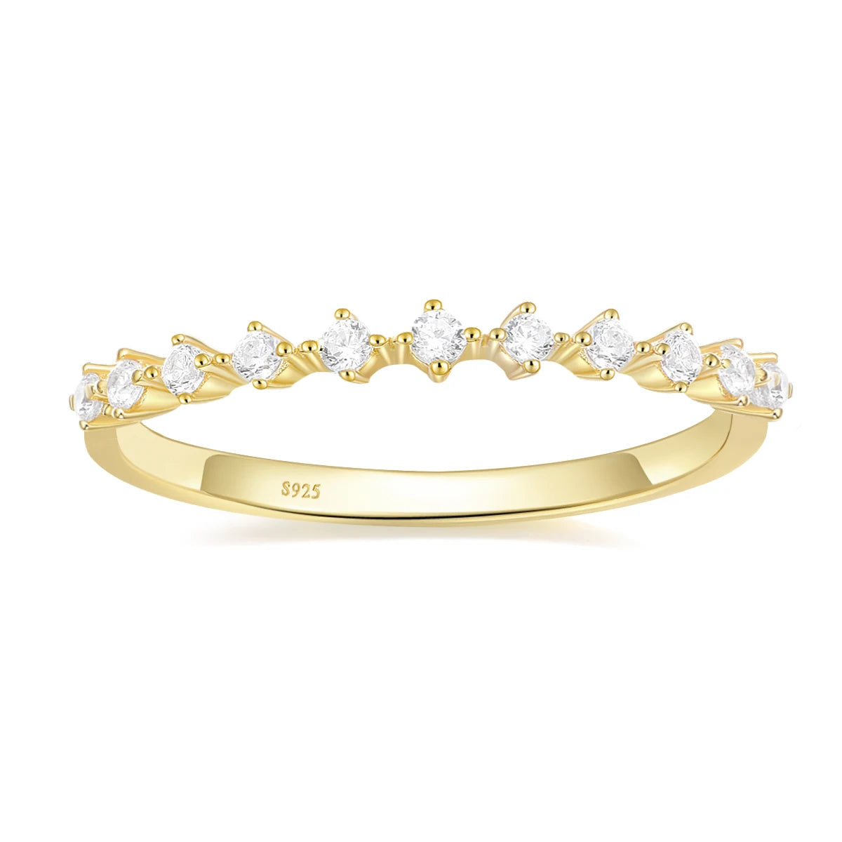 OAHLAN Fine Jewelry14K Gold Plated 0.22ct Round Cut VVS1 925 Sterling Silver Moissanite Rings Eternity Engagement Ring for Women MegaBDM