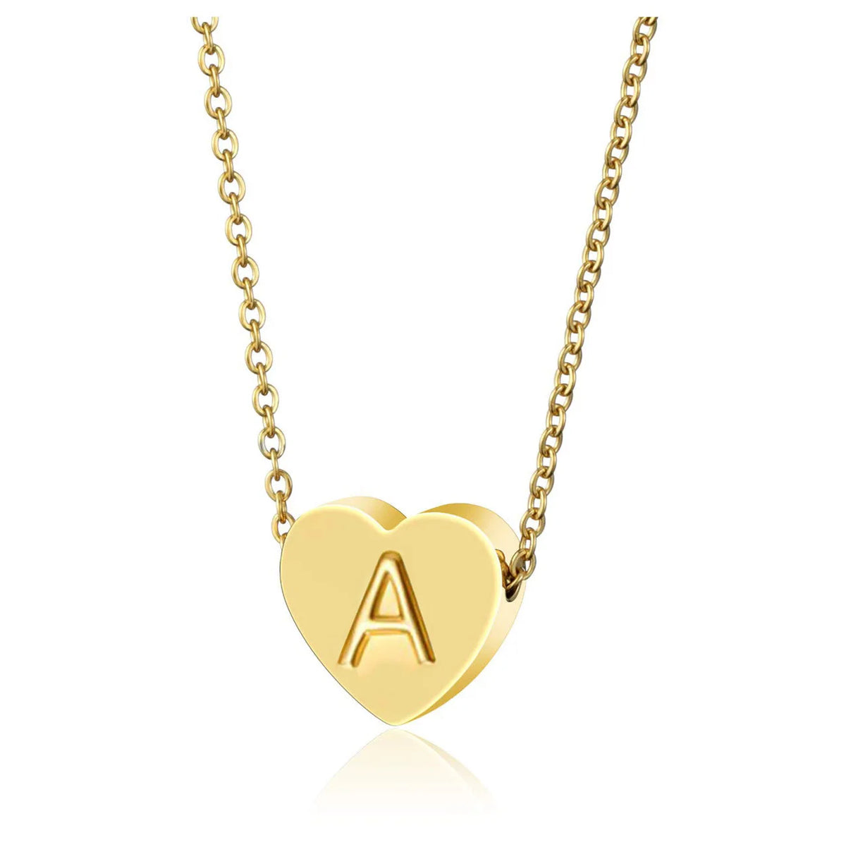 HOVANCI Hypoallergenic Titanium 18k Gold 26 a to Z Capital Letter Necklace Stainless Steel Initial Letter Heart Pendant Necklace MegaBDM