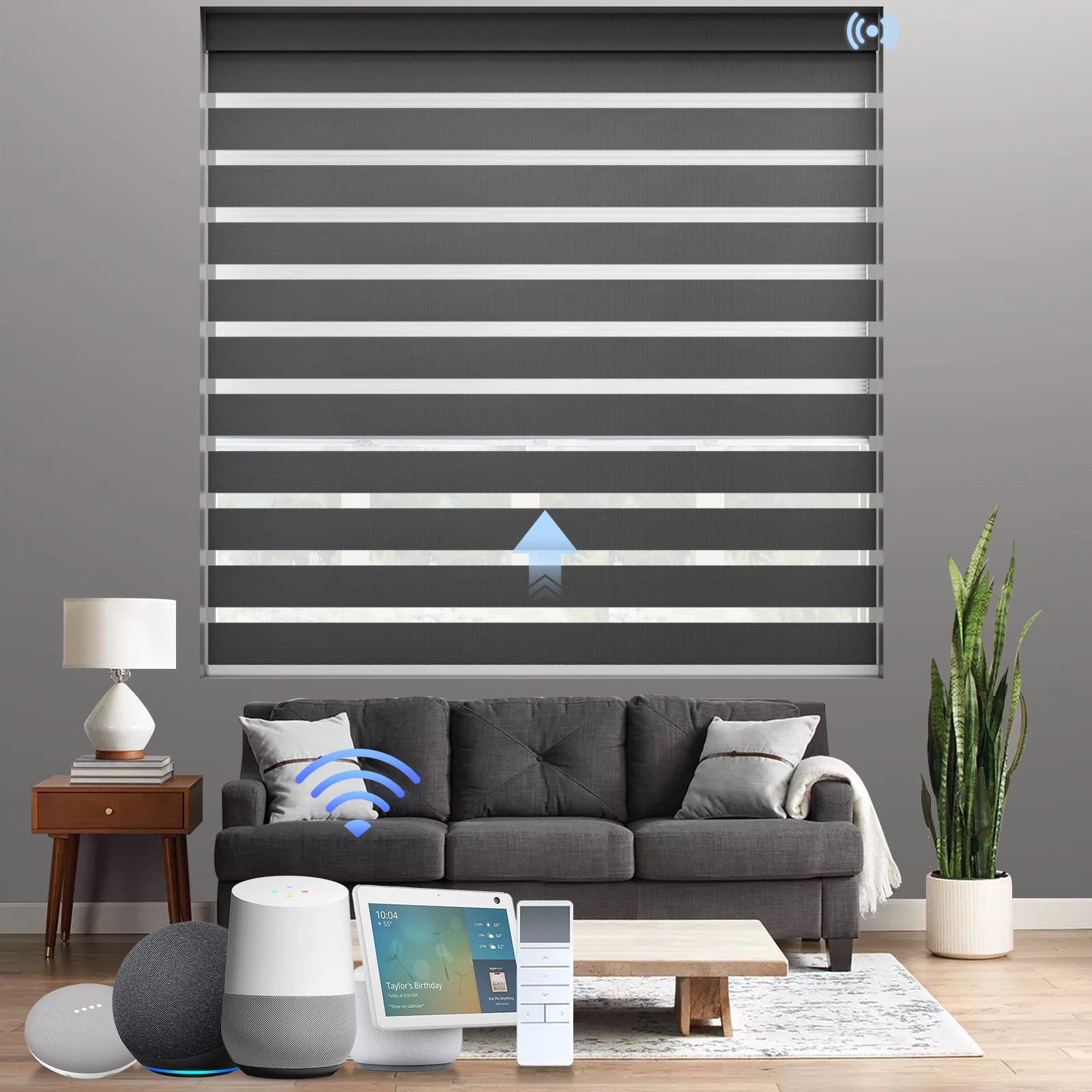 Motorized Zebra Blinds Shades Electric Polyester Blackout Pure Color Day and Night Zebra Roller Blinds for Windows