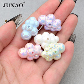 JUNAO New Arrival 100pcs Macaron Clouds Resin Cabochon Cartoon DIY Beaded Sew on Resin Charm for Bracelet Jewelry Accessories
