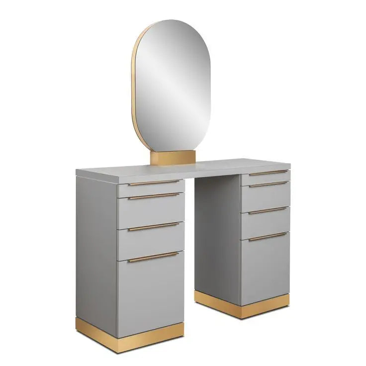 Hair Saloon Mirror Double Sided Styling Station Salon Equipment Table for Barber Mirror and Table
