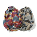 Folk-custom Shirts for Men Vintage Woolen Leisure Pattern Dress Casual Shirt Men Size M-2XL Streetwear Flannel Shirts