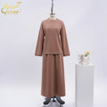 Habib Winter 2 Pieces Muslim Women Casual Skirt Top Set Wholesale Long Top and Skirt Set for Muslim Women