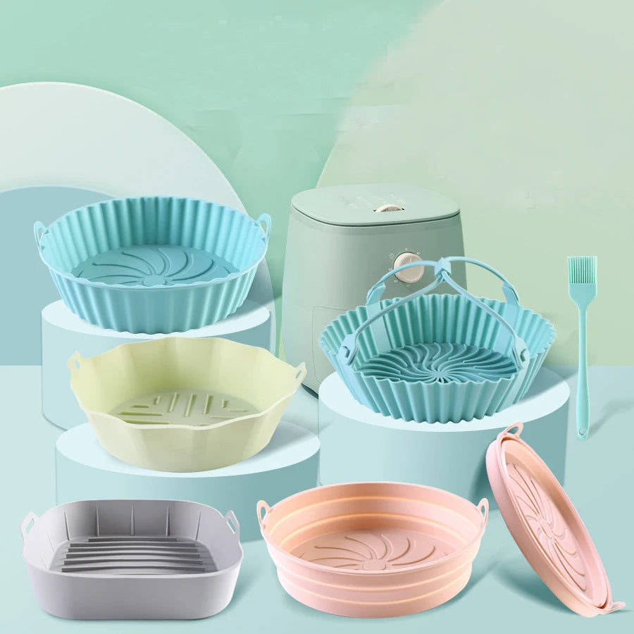 Food Safe Reusable Air Fryer Silicone Liners for Square Oven Accessory for Baking Dishes & Pans