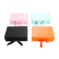 Folding Book Shape Rigid Cardboard Ribbon Gift Paper Packaging Boxes Custom Rollover Gift Paper Packaging Box with Shredded