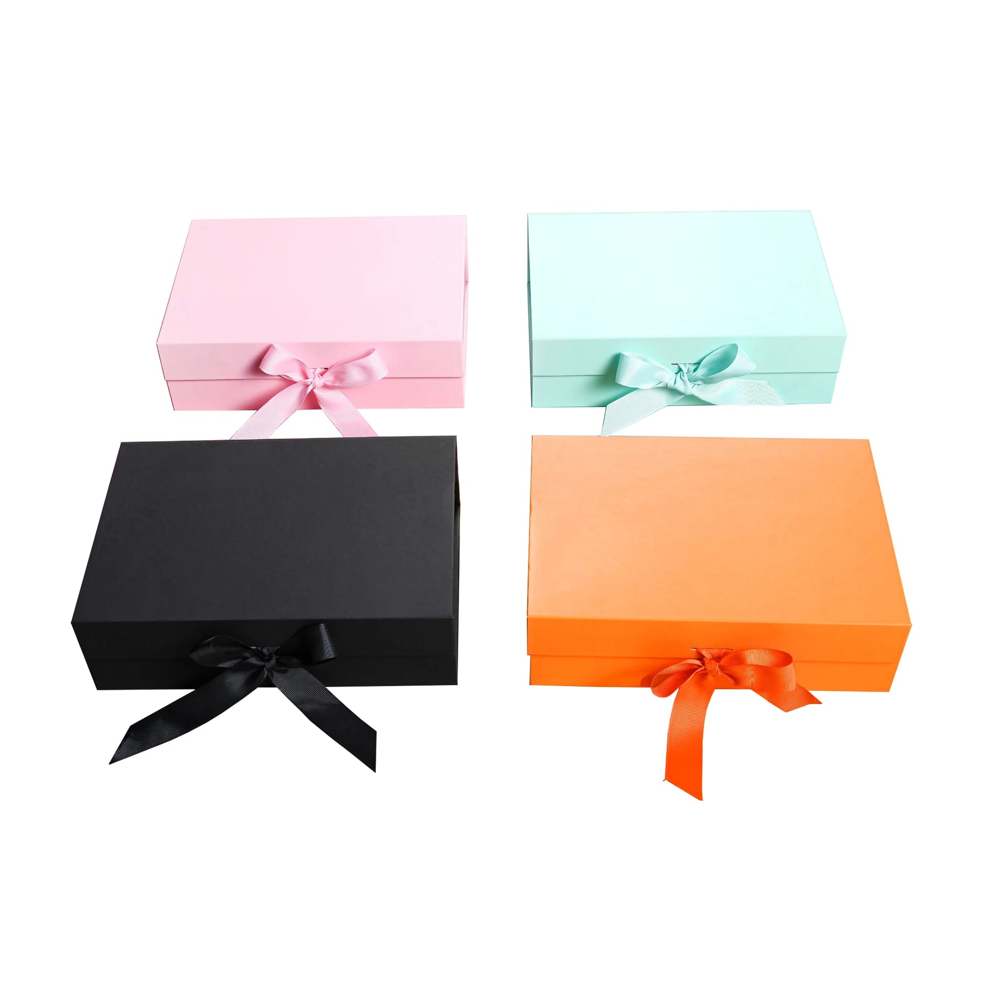 Folding Book Shape Rigid Cardboard Ribbon Gift Paper Packaging Boxes Custom Rollover Gift Paper Packaging Box with Shredded
