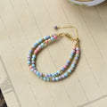 Hand Made 14k Gold Filled  Natural Alashan Agate Bright Jade Double Ring Bracelet  Natural Crystal Gemstone  Jewelry