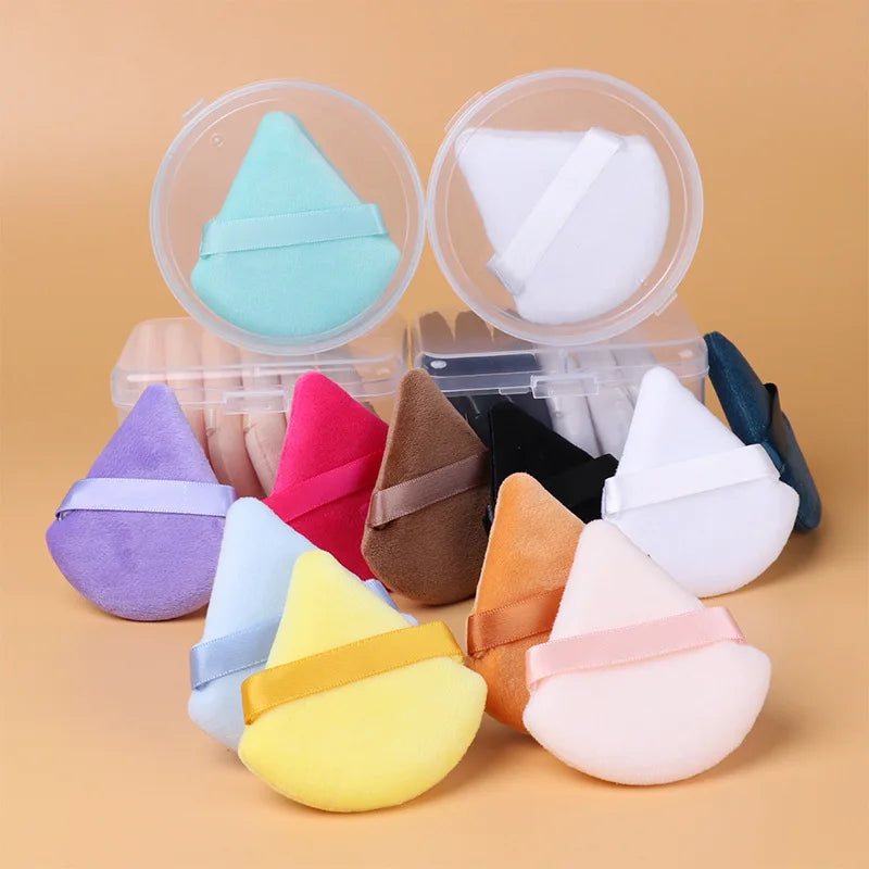 Gmagic Triangle Velvet Powder Puff Heart Velvet Satin Air Cushion Makeup Sponge Powder Puff for Foundation Highlighting Powder