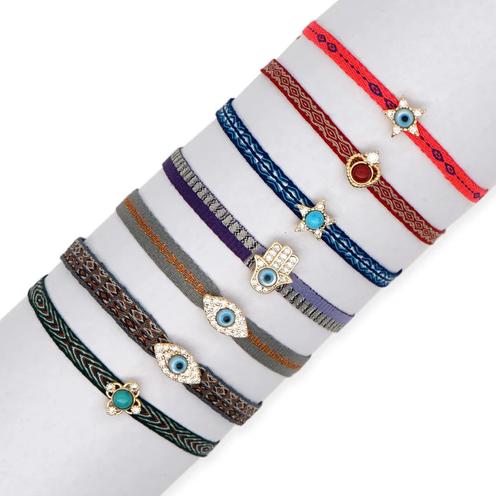 BC3003 New Arrival Handmade Ladies Wrist Hama Charm BraceletHot Sale Ethnic Friendship Evil Eyes and Star Women Bracelet